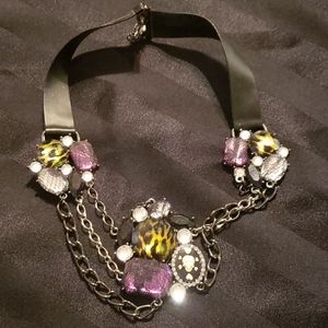 Funky purple, black and lepoard necklace.